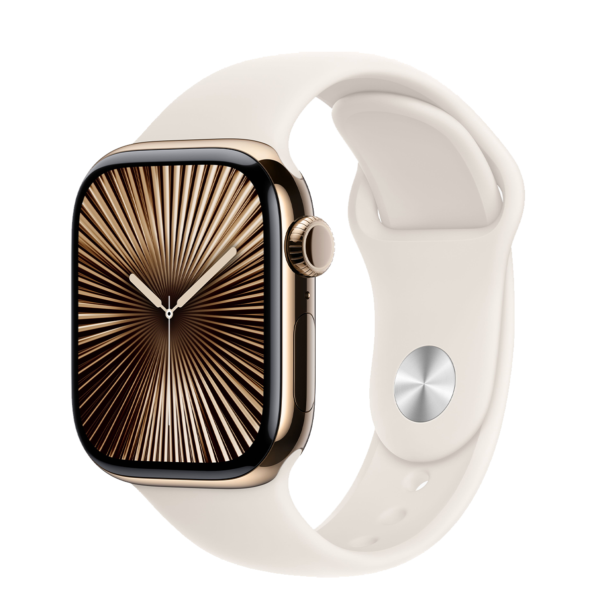 Apple Watch Series 10 GPS + Cellular 42mm Gold Titanium Case with Starlight Sport Band - M/L (MX073)