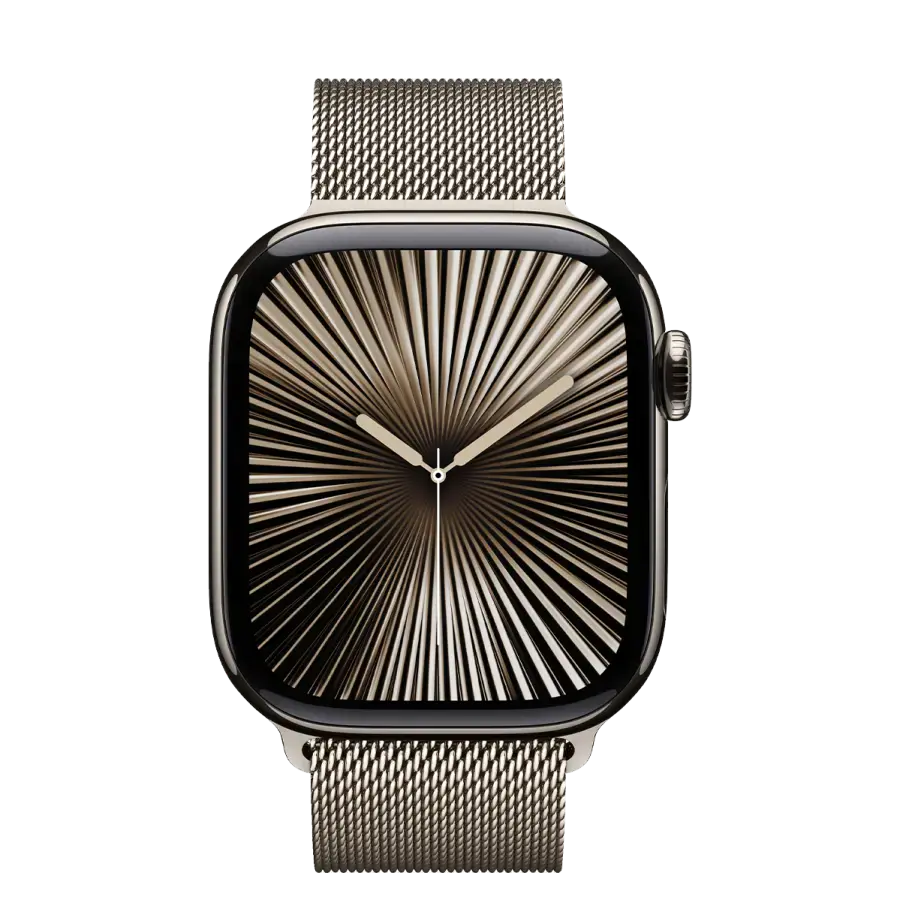 Apple Watch Series 10 GPS + Cellular 42mm Natural Titanium Case with Natural Milanese Loop (MWXF3)