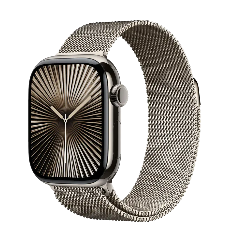 Apple Watch Series 10 GPS + Cellular 42mm Natural Titanium Case with Natural Milanese Loop (MWXF3)