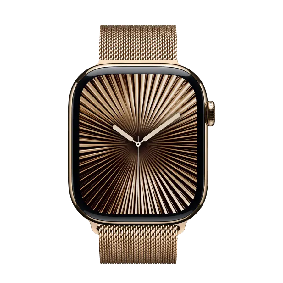 Apple Watch Series 10 GPS + Cellular 46mm Gold Titanium Case with Gold Milanese Loop - M/L (MX003)