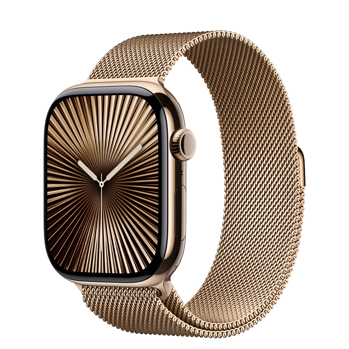 Apple Watch Series 10 GPS + Cellular 46mm Gold Titanium Case with Gold Milanese Loop - M/L (MX003)