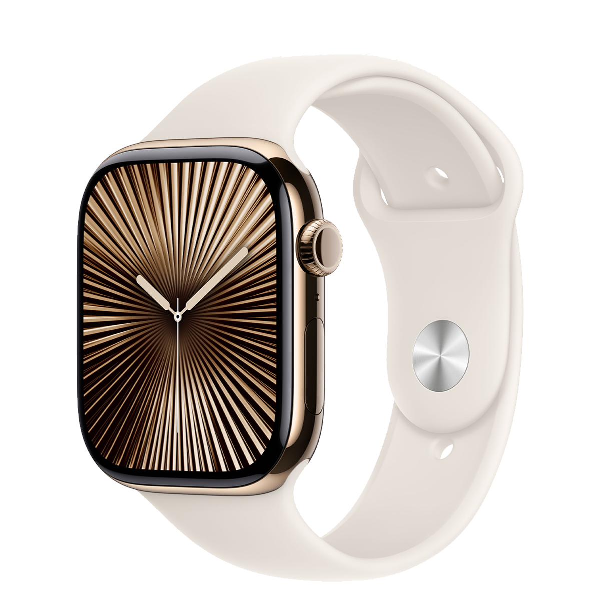 Apple Watch Series 10 GPS + Cellular 46mm Gold Titanium Case with Starlight Sport Band - M/L (MWYY3)