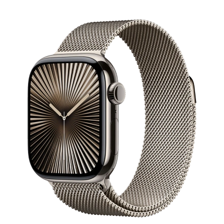 Apple Watch Series 10 GPS + Cellular 46mm Natural Titanium Case with Natural Milanese Loop - M/L (MWYC3)