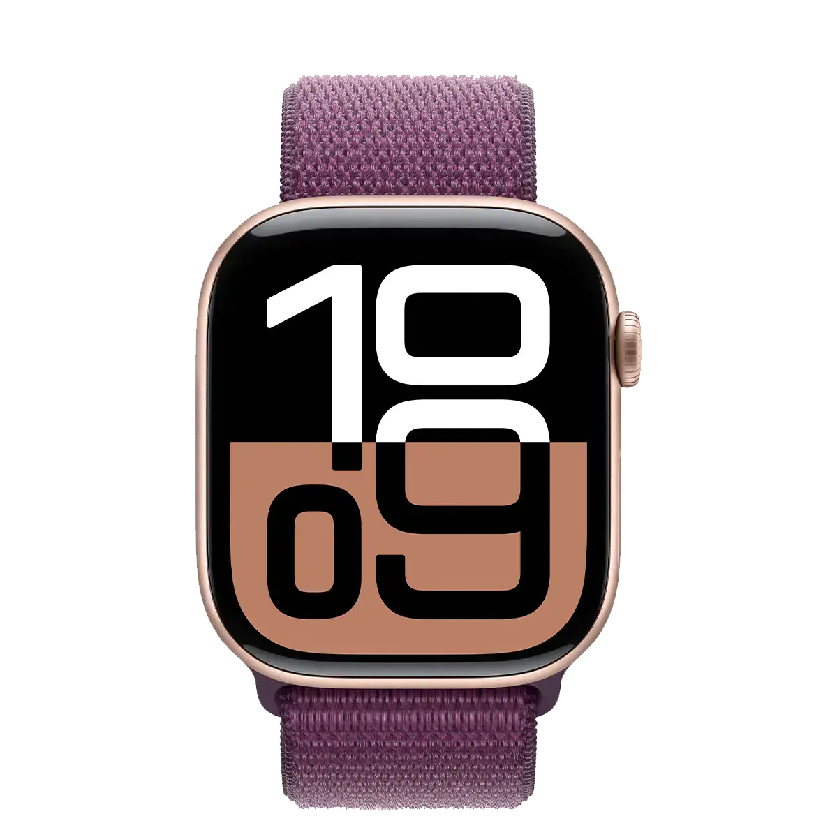 Apple Watch Series 10 GPS + Cellular 46mm Rose Gold Aluminum Case with Plum Sport Loop (MWY83)