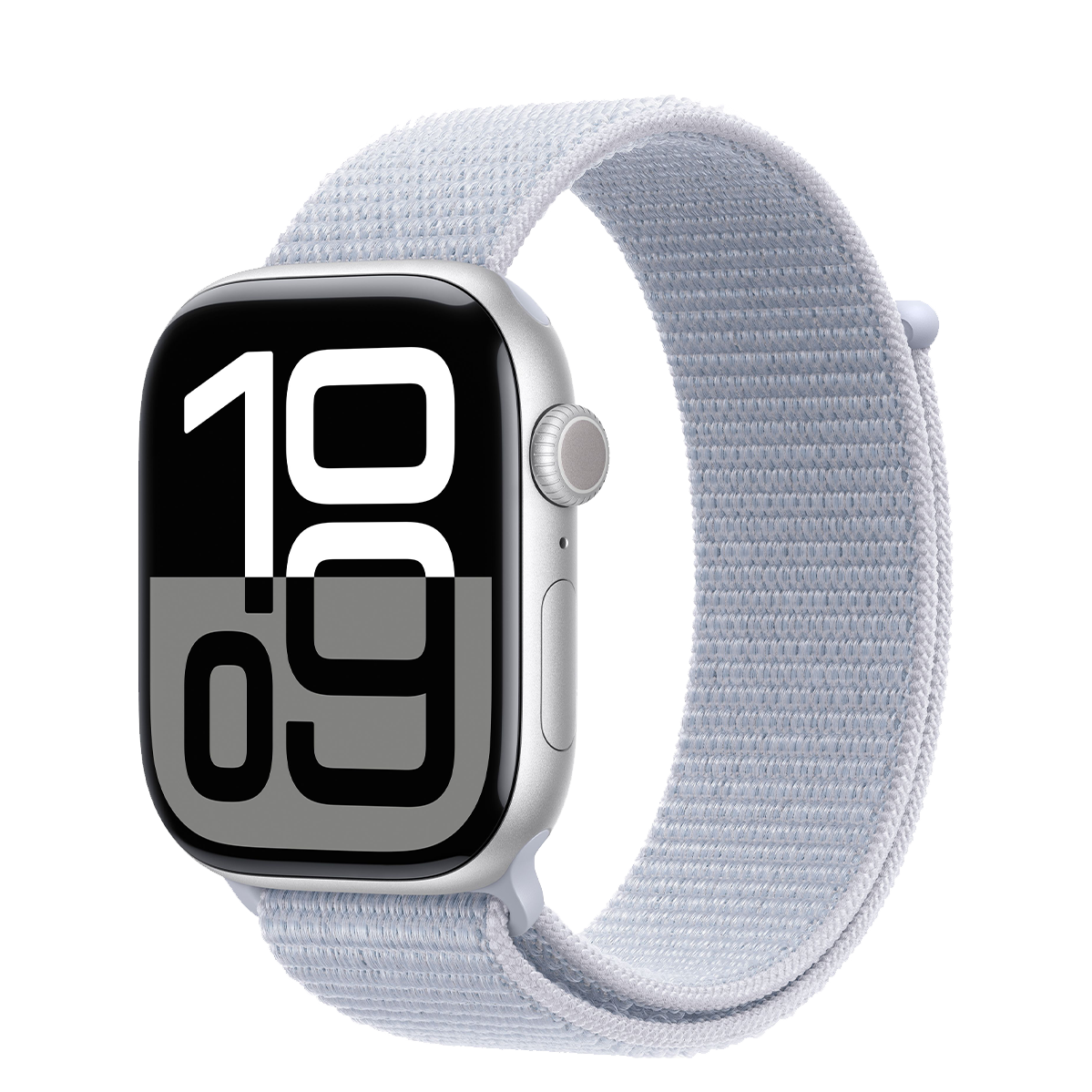 Apple Watch Series 10 GPS + Cellular 46mm Silver Aluminum Case with Blue Cloud Sport Loop (MWY23)