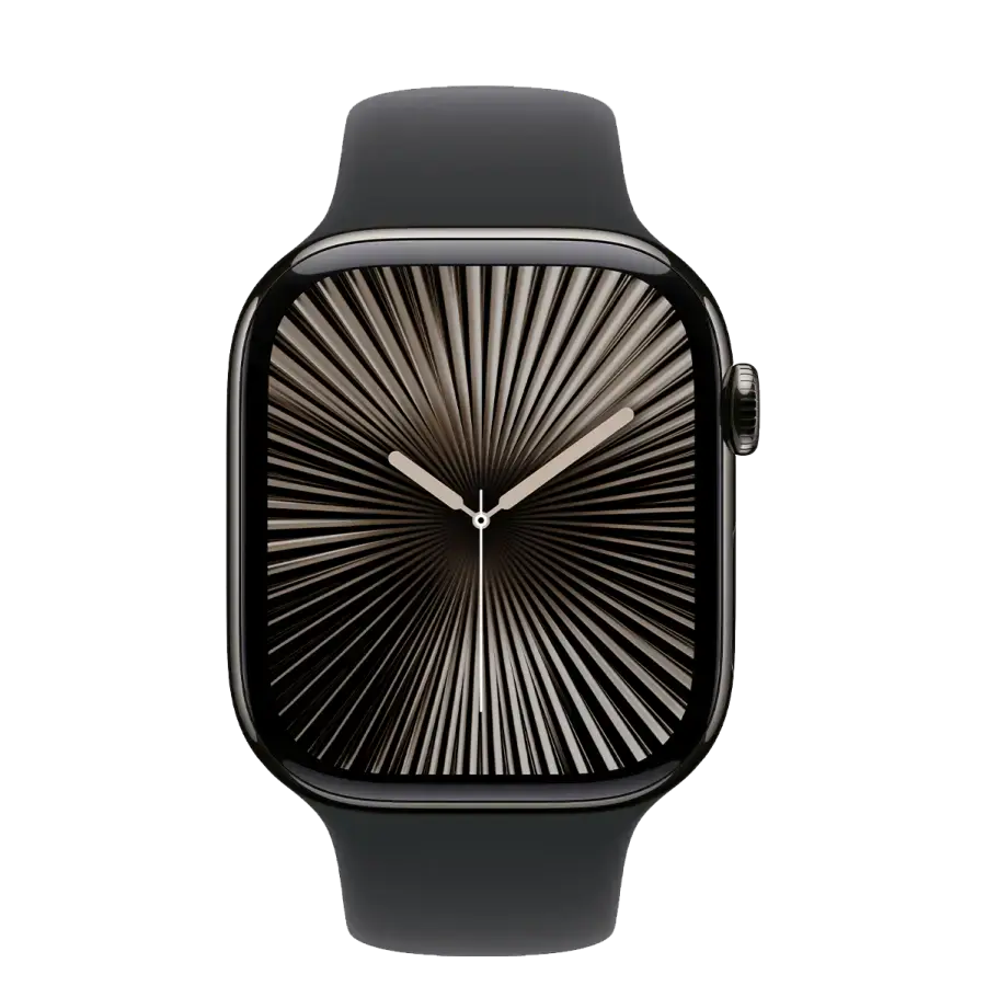 Apple Watch Series 10 GPS + Cellular 46mm Slate Titanium Case with Black Sport Band - S/M (MWYD3)