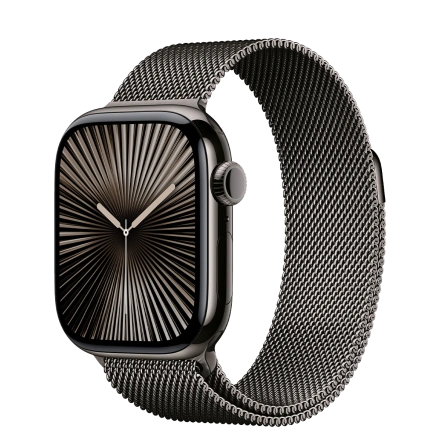 Apple Watch Series 10 GPS + Cellular 46mm Slate Titanium Case with Slate Milanese Loop - M/L (MWYW3)