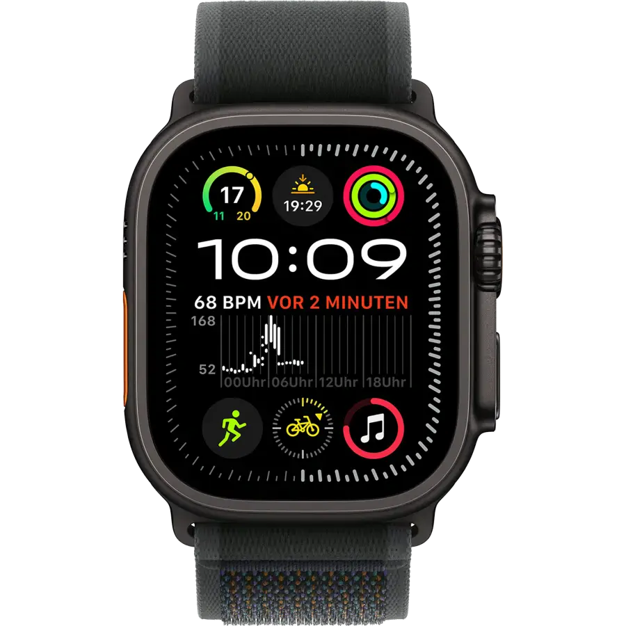 Apple Watch Ultra 2 2024 GPS + Cellular 49mm Black Titanium Case with Black Trail Loop - S/M (MX4U3)