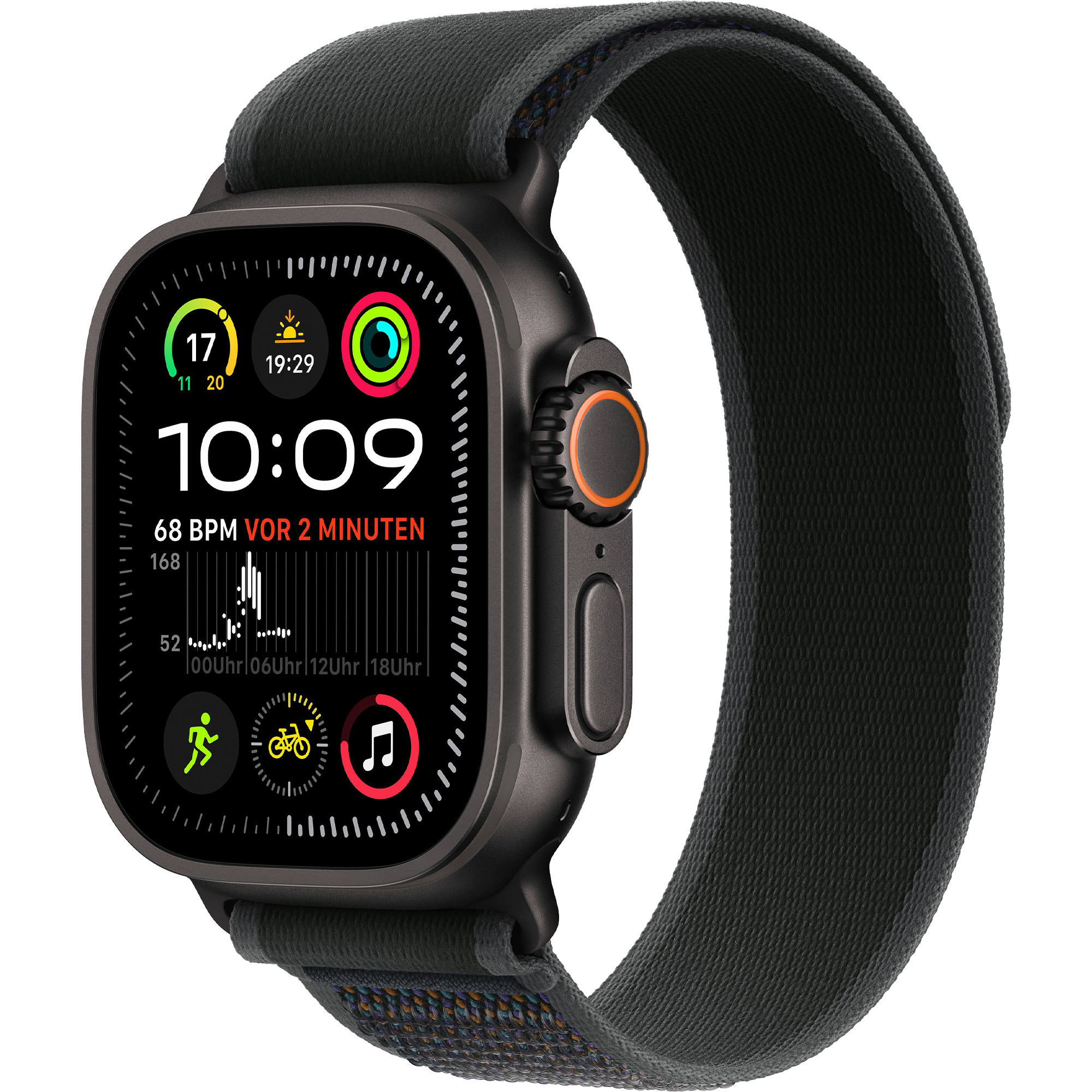 Apple Watch Ultra 2 2024 GPS + Cellular 49mm Black Titanium Case with Black Trail Loop - S/M (MX4U3)