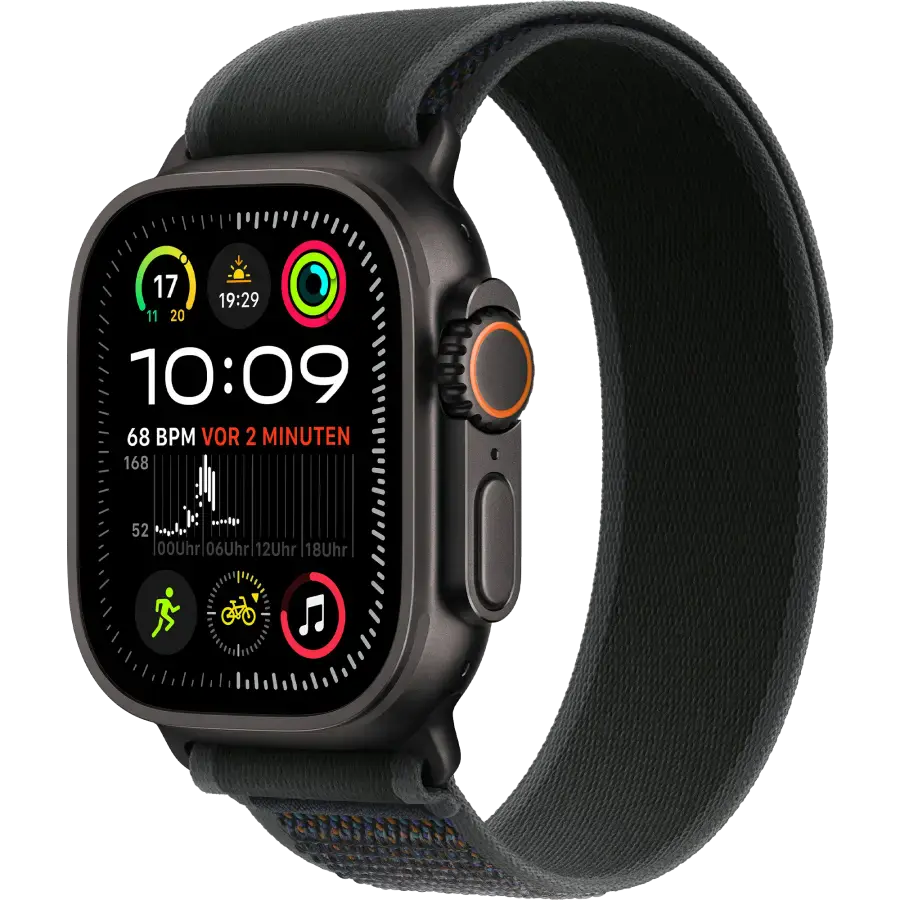 Apple Watch Ultra 2 2024 GPS + Cellular 49mm Black Titanium Case with Black Trail Loop - S/M (MX4U3)