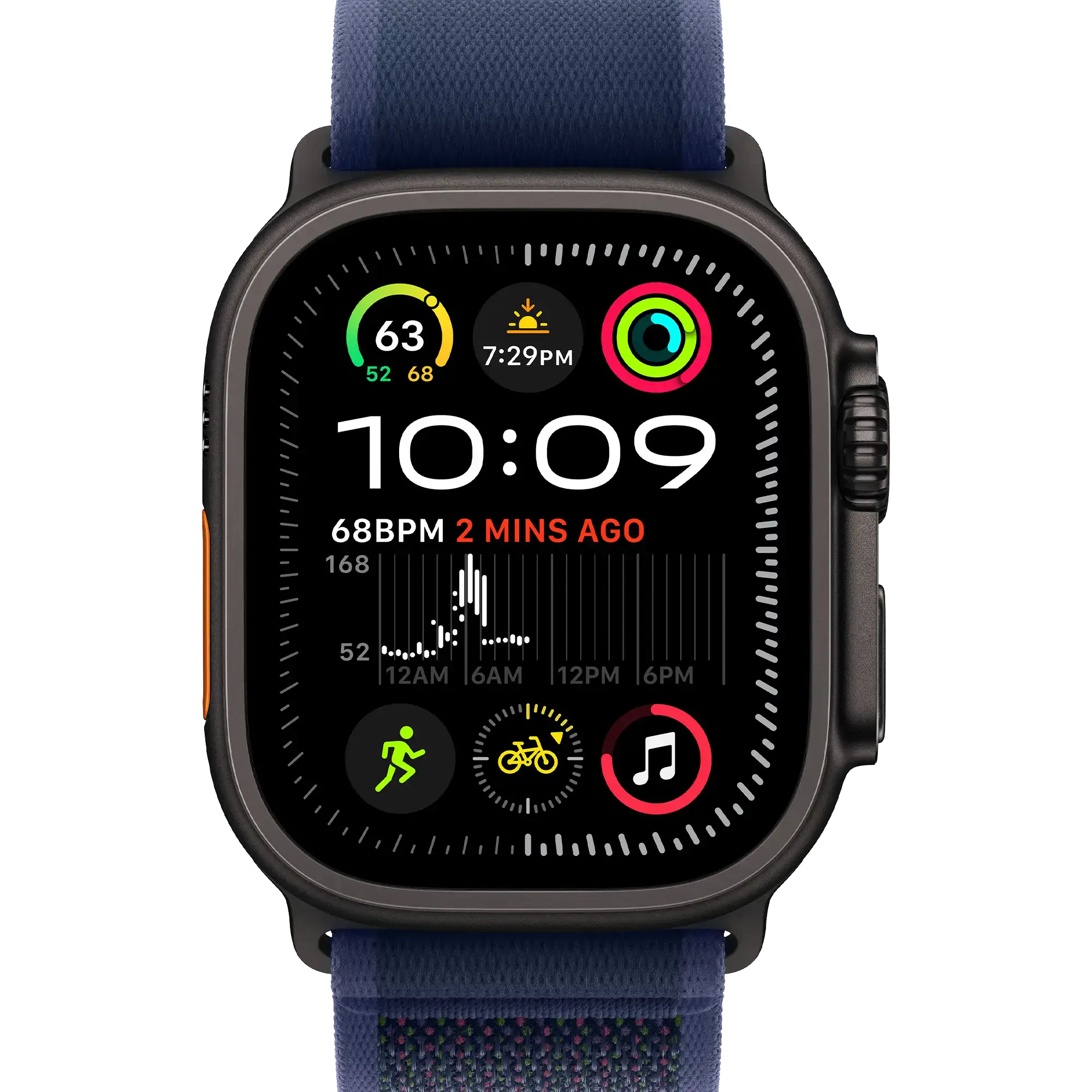Apple Watch Ultra 2 2024 GPS + Cellular 49mm Black Titanium Case with Blue Trail Loop - M/L (MYTJ3+MYQ83)
