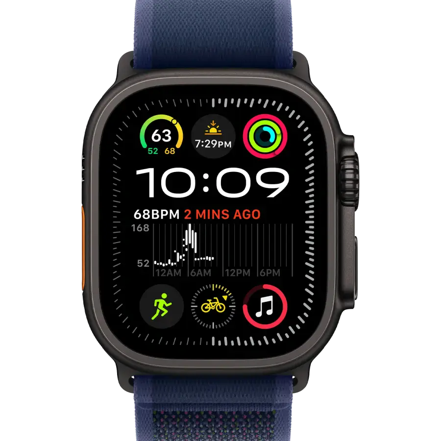 Apple Watch Ultra 2 2024 GPS + Cellular 49mm Black Titanium Case with Blue Trail Loop - M/L (MYTJ3+MYQ83)