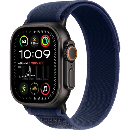 Apple Watch Ultra 2 2024 GPS + Cellular 49mm Black Titanium Case with Blue Trail Loop - S/M (MYTJ3+MYQ73)