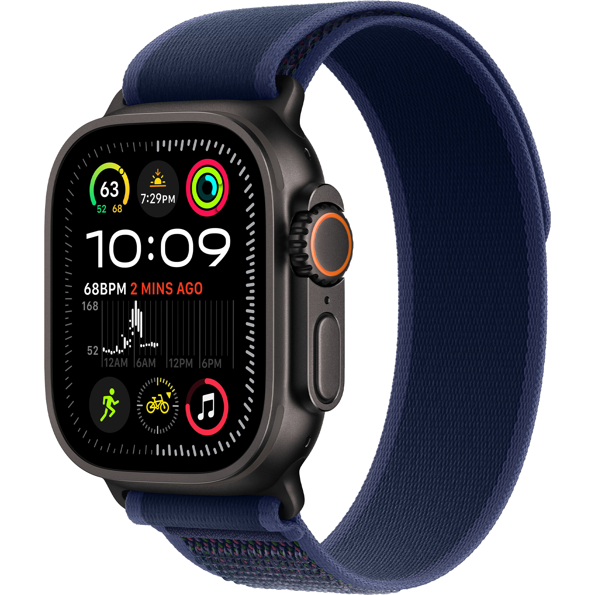 Apple Watch Ultra 2 2024 GPS + Cellular 49mm Black Titanium Case with Blue Trail Loop - S/M (MYTJ3+MYQ73)