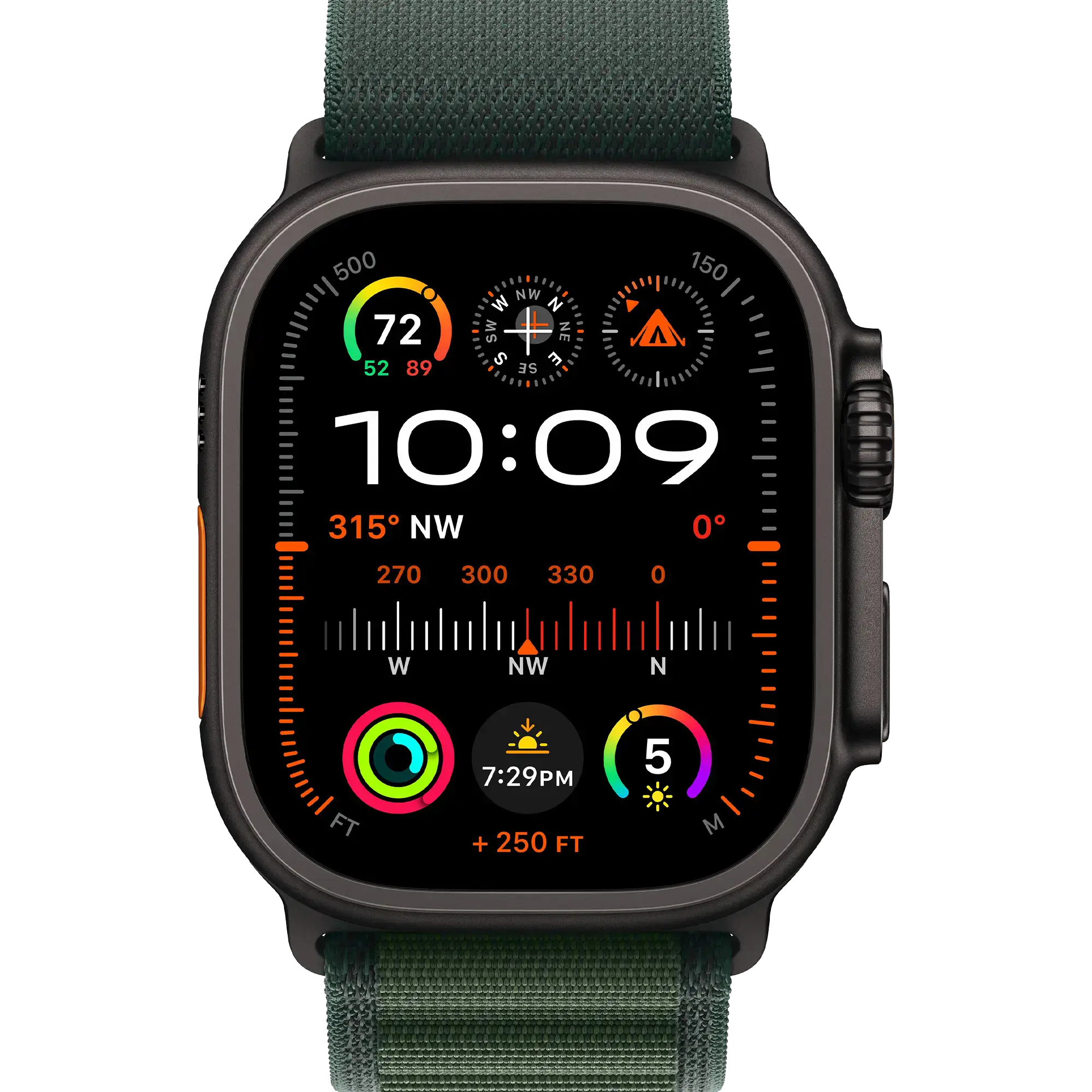 Apple Watch Ultra 2 2024 GPS + Cellular 49mm Black Titanium Case with Dark Green Alpine Loop - Medium (MX4R3)