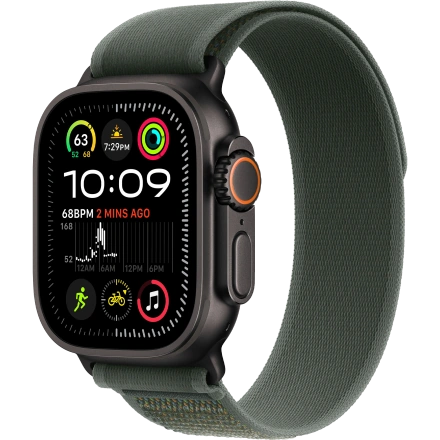 Apple Watch Ultra 2 2024 GPS + Cellular 49mm Black Titanium Case with Green Trail Loop - M/L (MYTJ3+MYQ43)