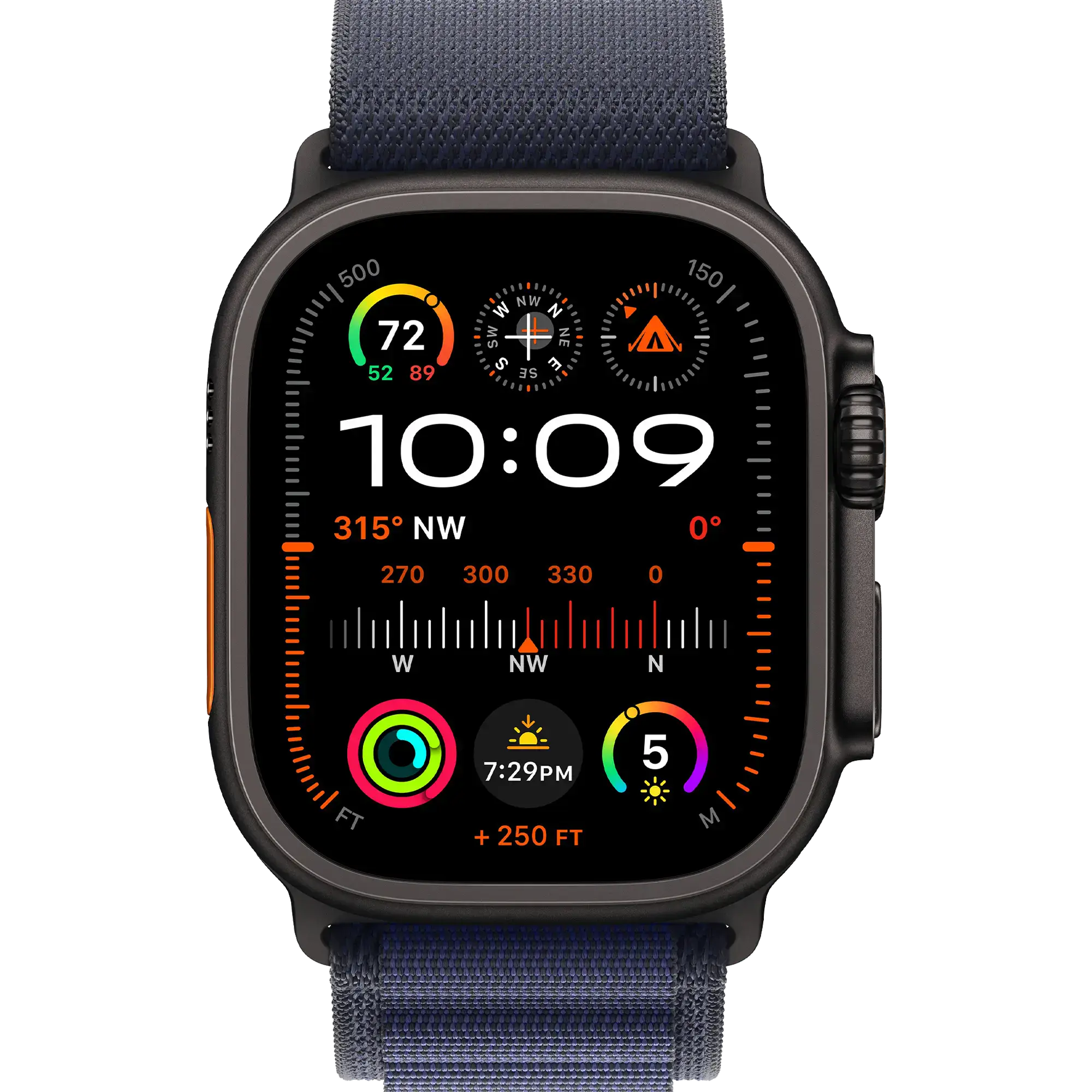 Apple Watch Ultra 2 2024 GPS + Cellular 49mm Black Titanium Case with Navy Alpine Loop - Medium (MYTF3+MYPX3)