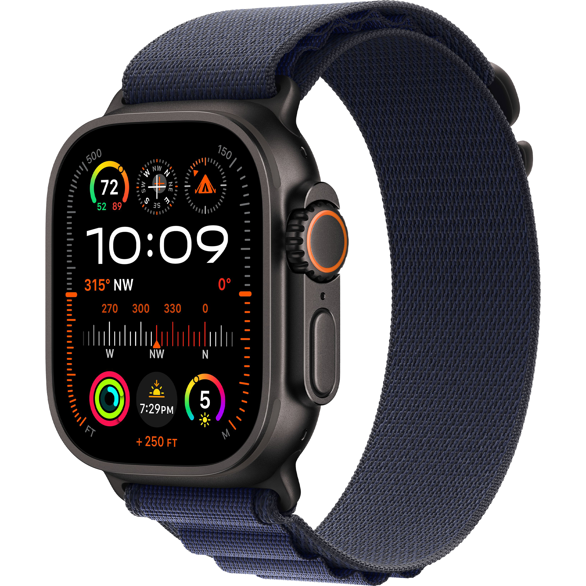 Apple Watch Ultra 2 2024 GPS + Cellular 49mm Black Titanium Case with Navy Alpine Loop - Large (MYTF3+MYPY3)