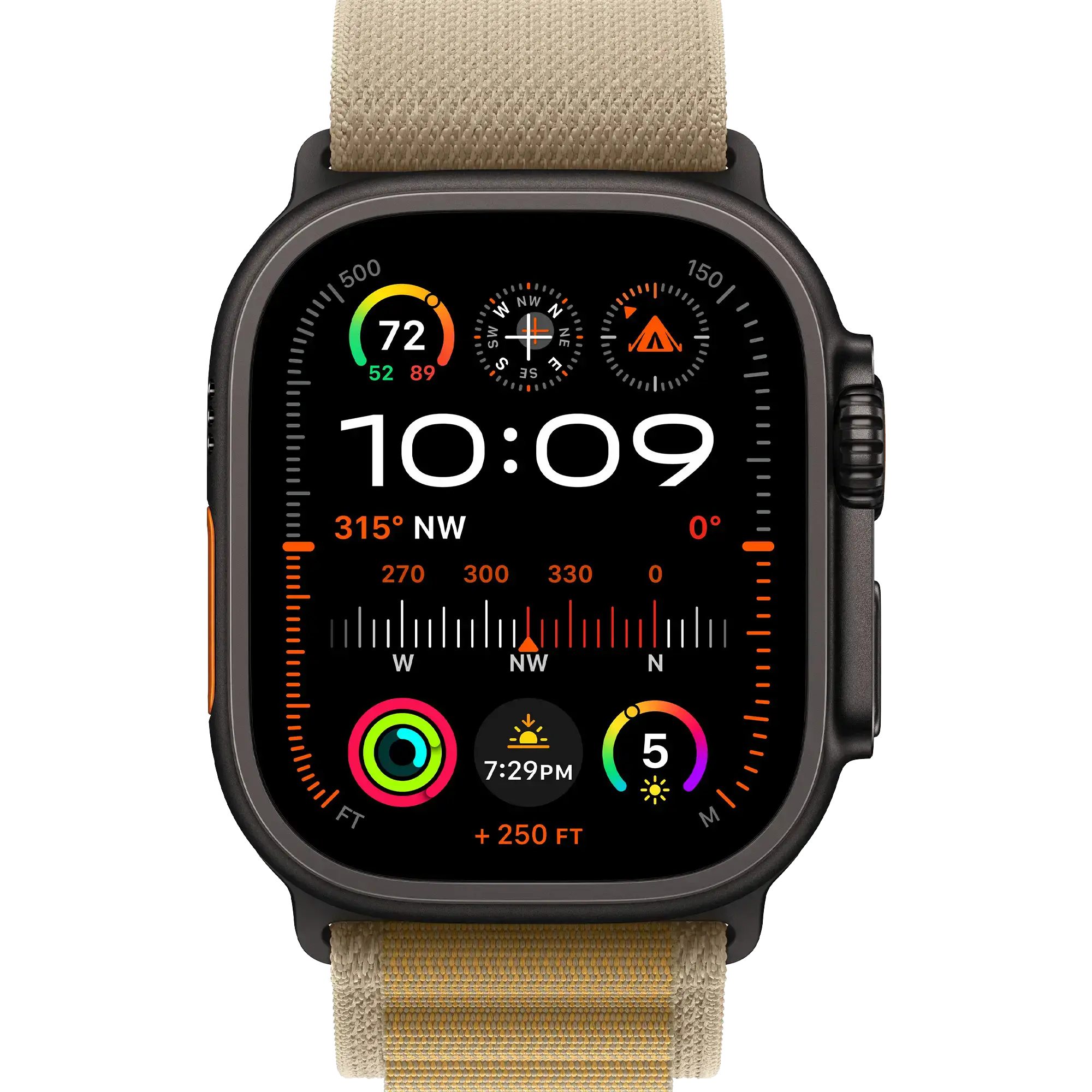 Apple Watch Ultra 2 2024 GPS + Cellular 49mm Black Titanium Case with Tan Alpine Loop - Large (MYTF3+MYQ23)