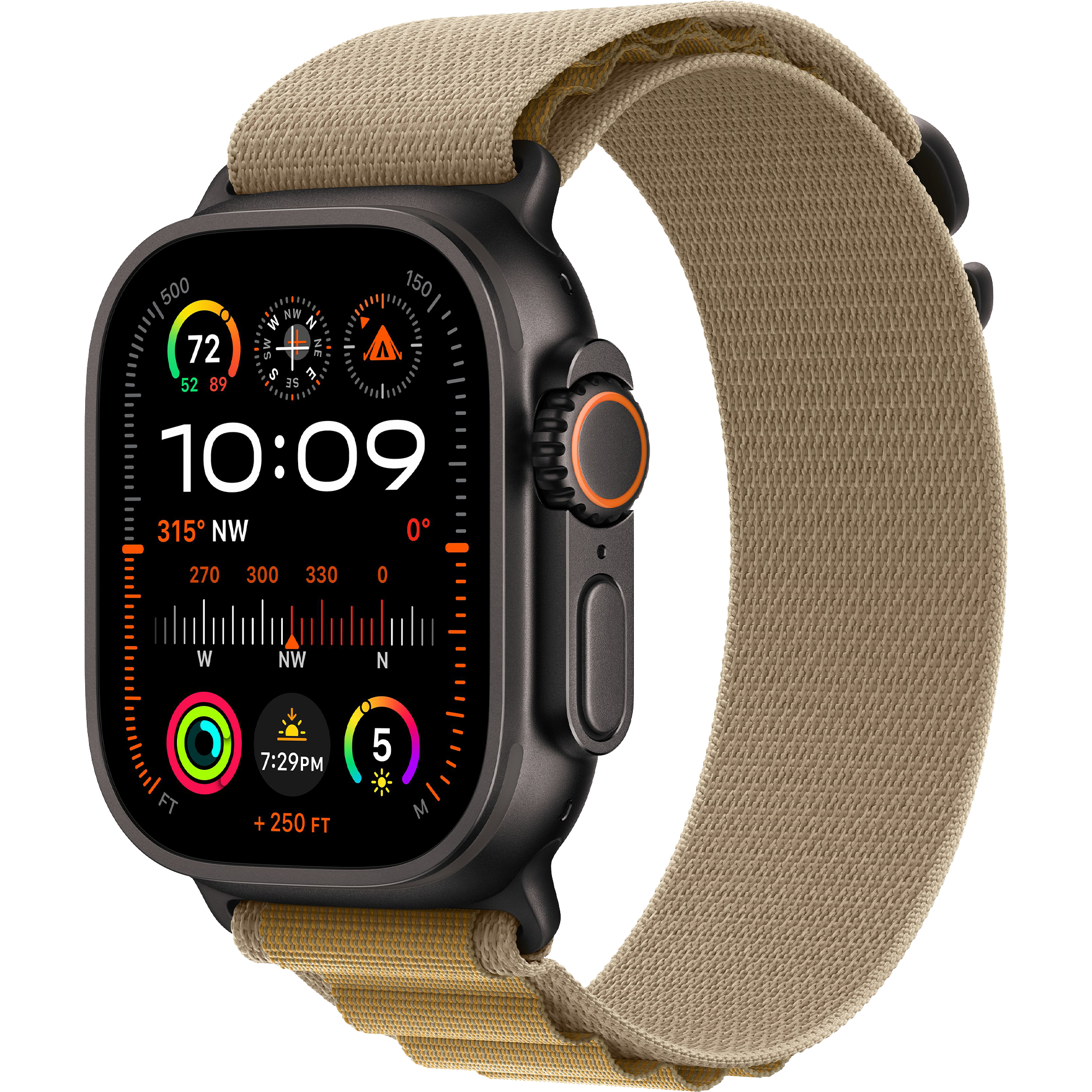 Apple Watch Ultra 2 2024 GPS + Cellular 49mm Black Titanium Case with Tan Alpine Loop - Small (MYTF3+MYQ03)