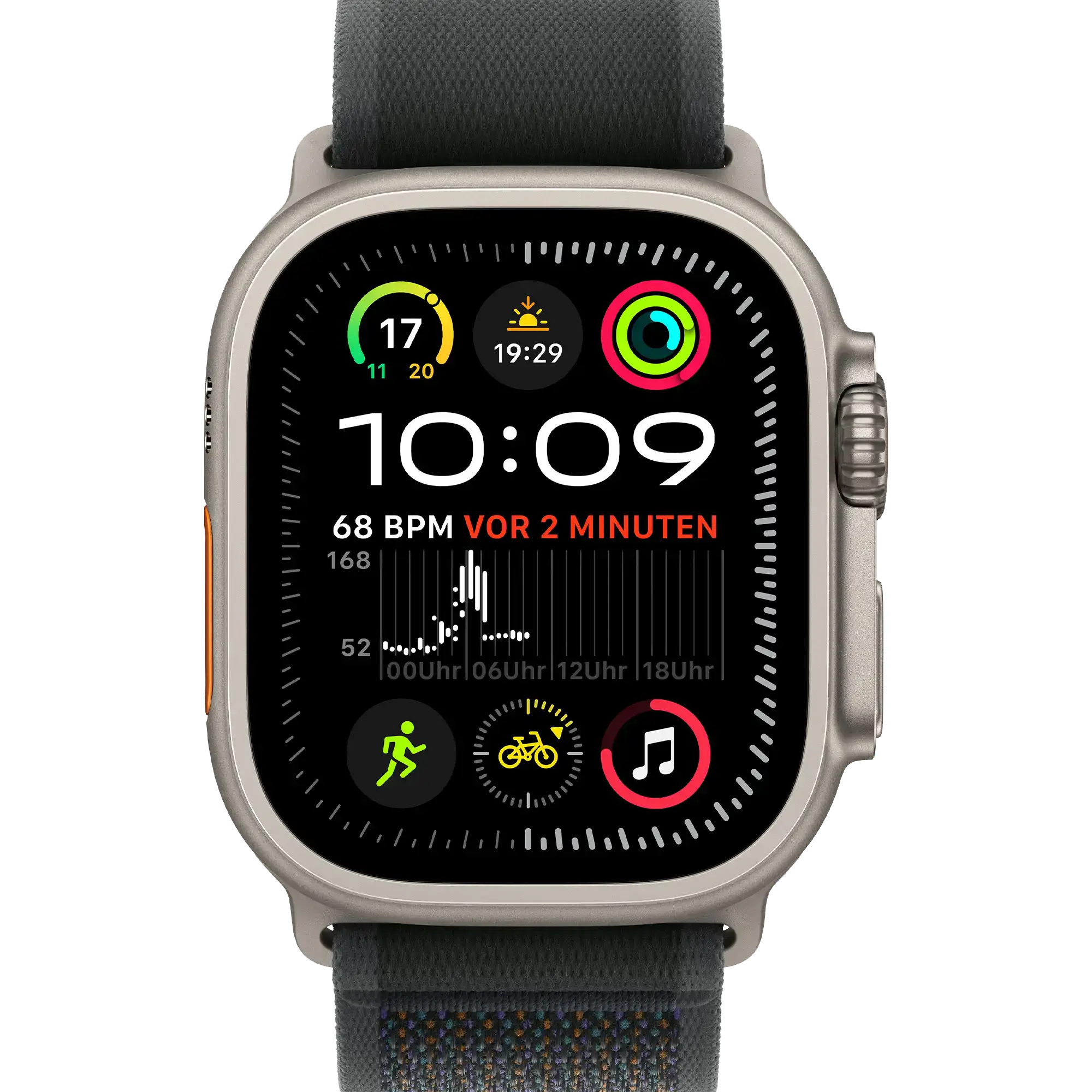 Apple Watch Ultra 2 2024 GPS + Cellular 49mm Natural Titanium Case with Black Trail Loop - S/M (MYT73+MXTQ3)