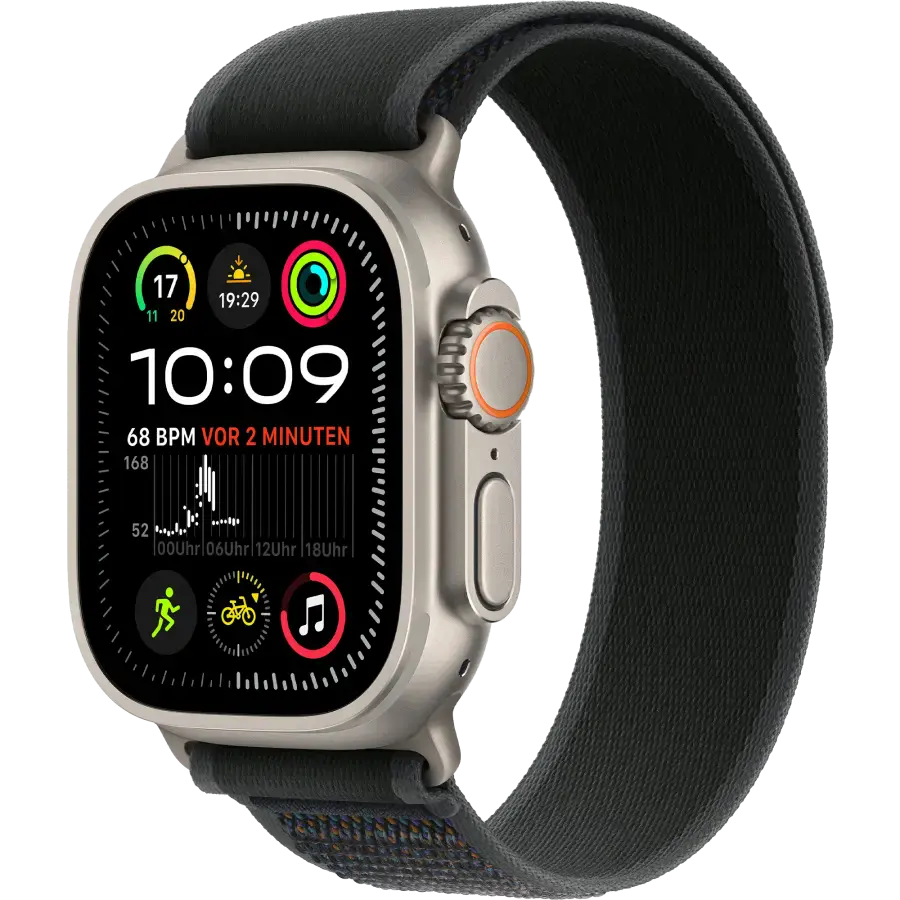 Apple Watch Ultra 2 2024 GPS + Cellular 49mm Natural Titanium Case with Black Trail Loop - S/M (MYT73+MXTQ3)
