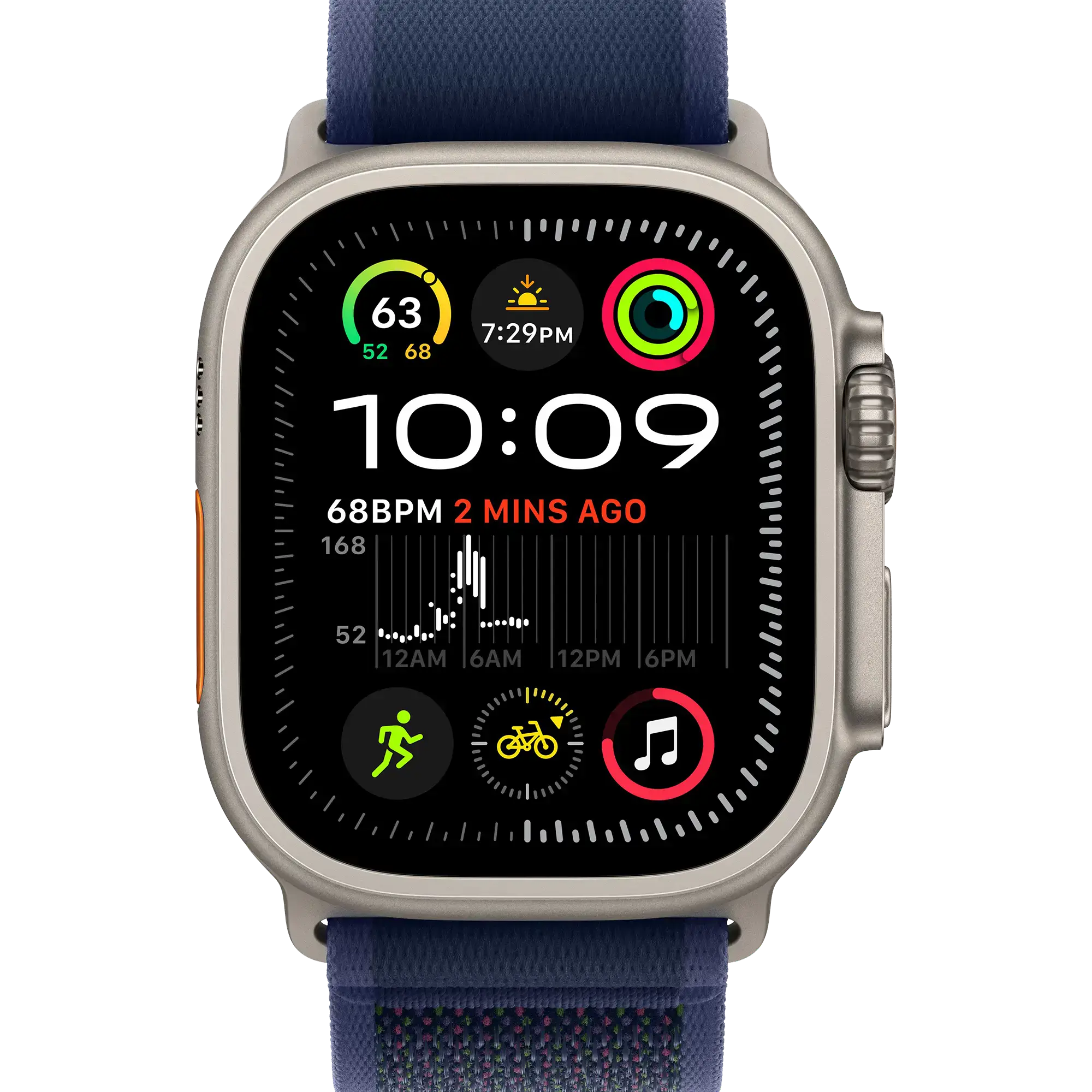 Apple Watch Ultra 2 2024 GPS + Cellular 49mm Natural Titanium Case with Blue Trail Loop - M/L (MX4L3)