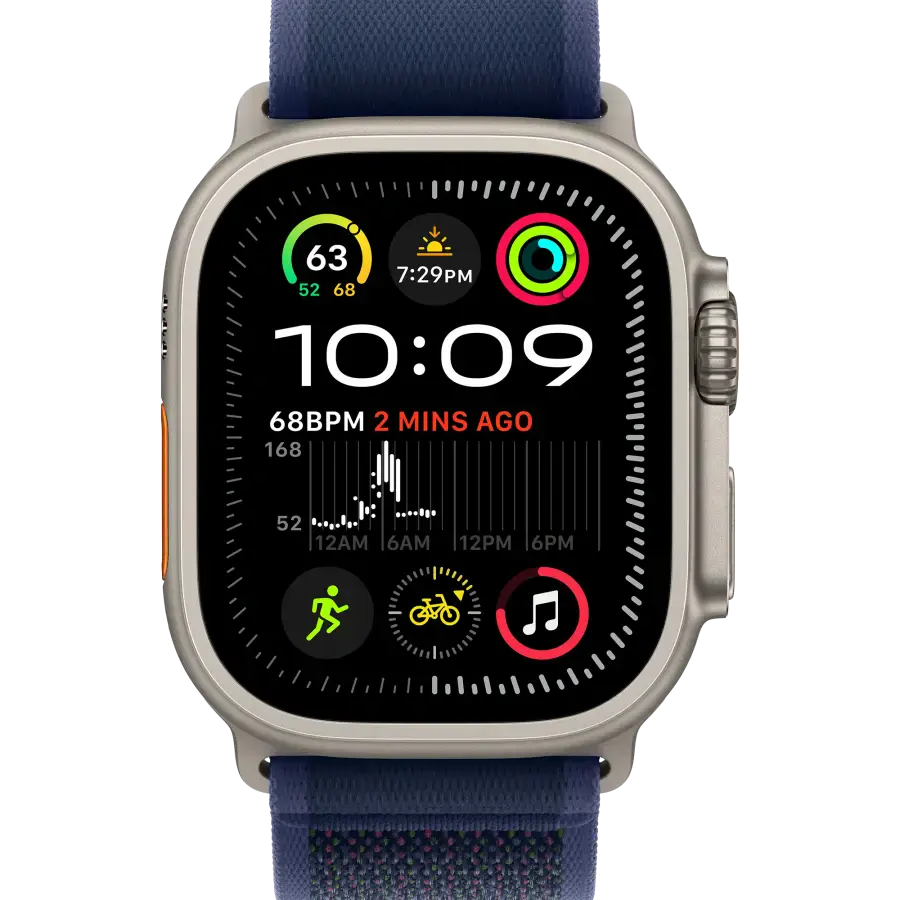 Apple Watch Ultra 2 2024 GPS + Cellular 49mm Natural Titanium Case with Blue Trail Loop - S/M (MX4J3)