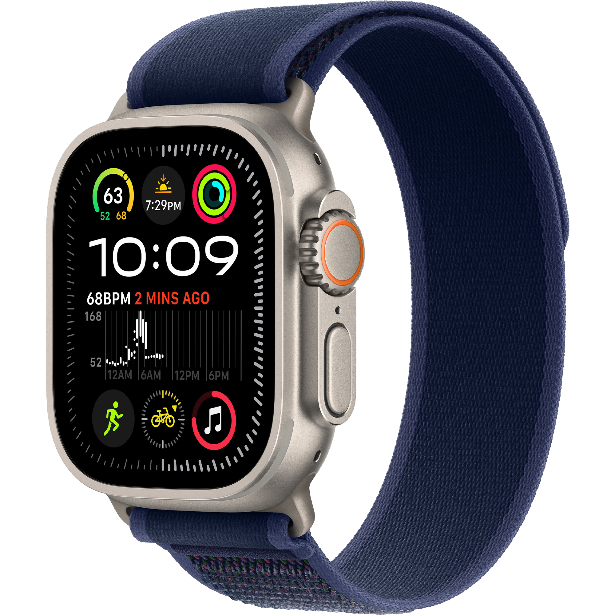 Apple Watch Ultra 2 2024 GPS + Cellular 49mm Natural Titanium Case with Blue Trail Loop - S/M (MX4J3)