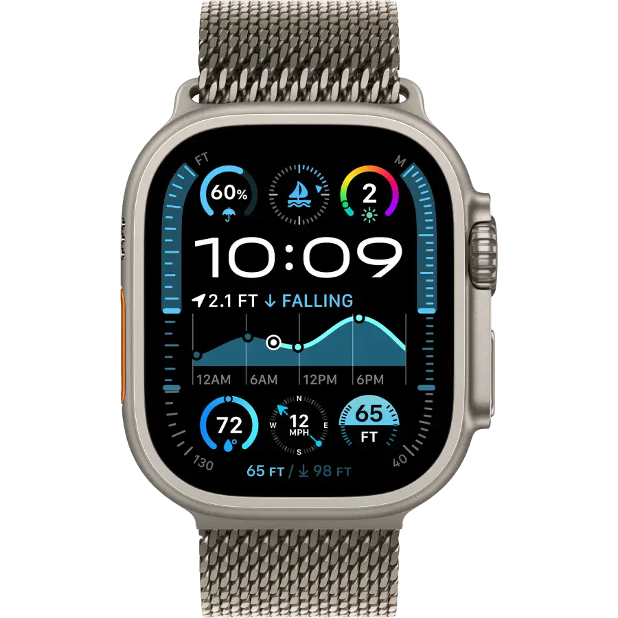 Apple Watch Ultra 2 2024 GPS + Cellular 49mm Natural Titanium Case with Natural Titanium Milanese Loop - Small (MX4M3)