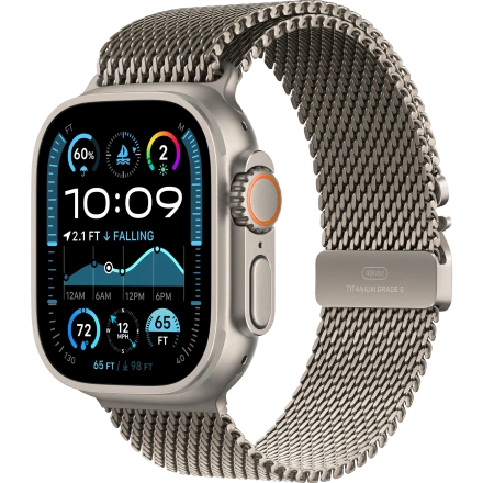 Apple Watch Ultra 2 2024 GPS + Cellular 49mm Natural Titanium Case with Natural Titanium Milanese Loop - Large (MX5T3)