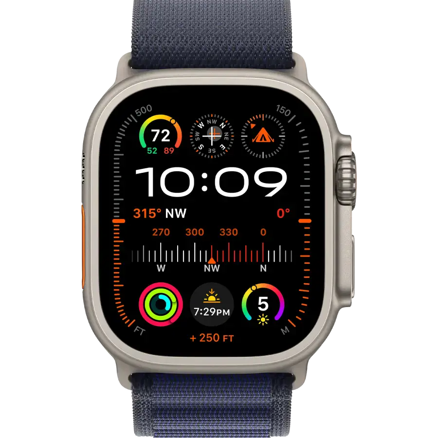 Apple Watch Ultra 2 2024 GPS + Cellular 49mm Natural Titanium Case with Navy Alpine Loop - Medium (MYT33+MXMY3)