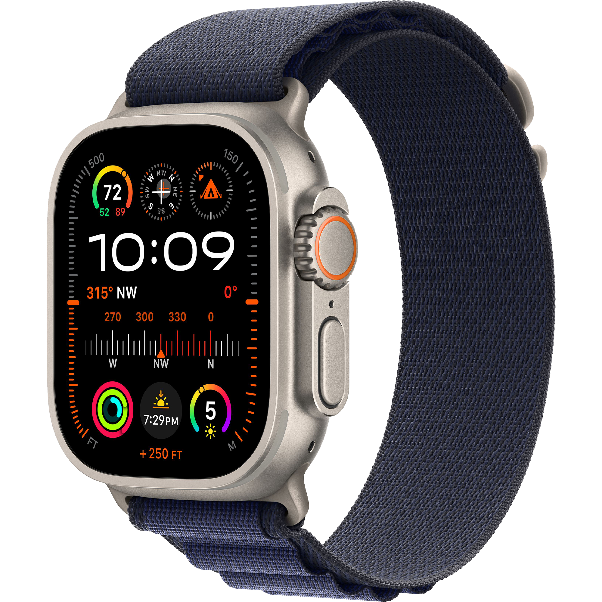 Apple Watch Ultra 2 2024 GPS + Cellular 49mm Natural Titanium Case with Navy Alpine Loop - Small (MYT33+MXMX3)