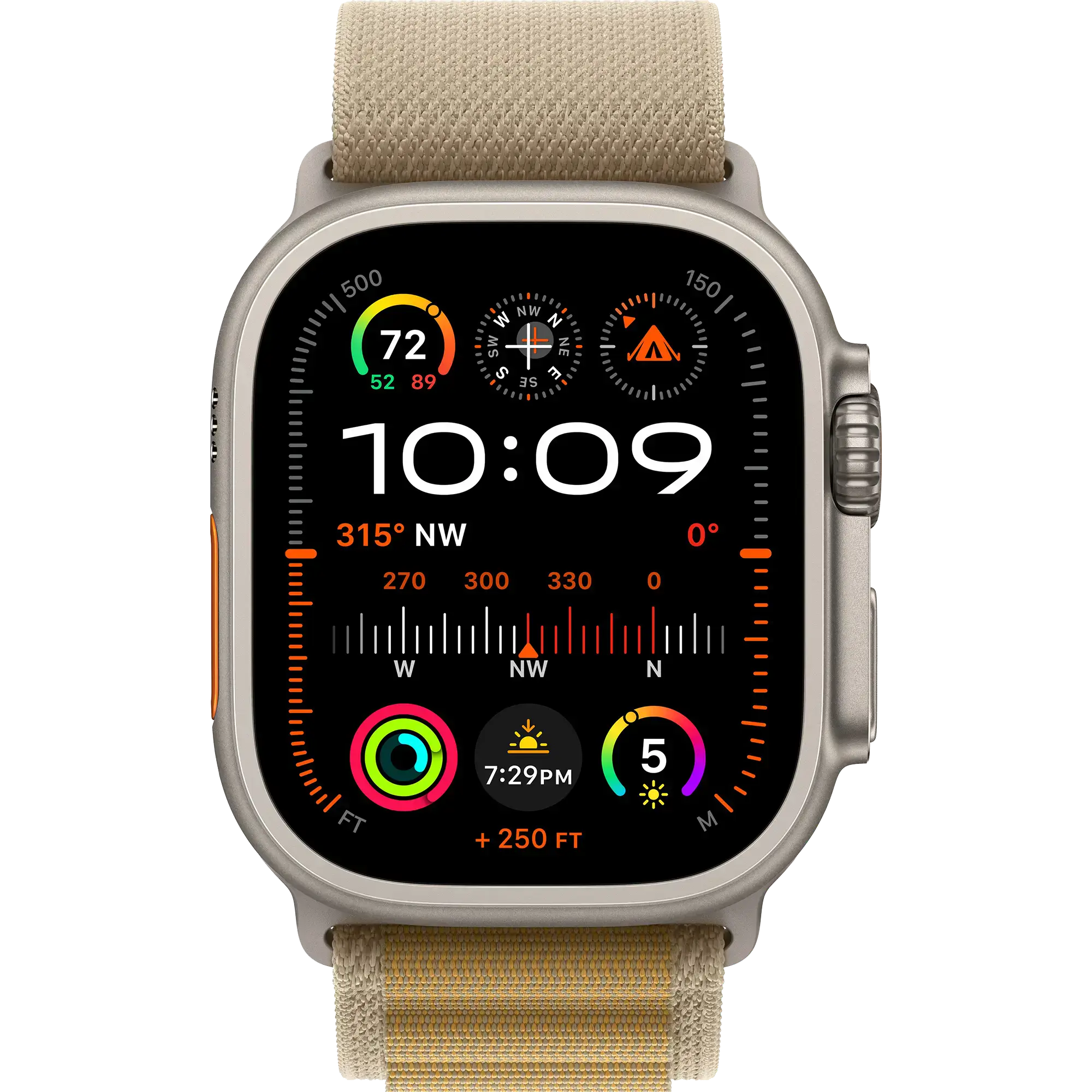 Apple Watch Ultra 2 2024 GPS + Cellular 49mm Natural Titanium Case with Tan Alpine Loop - Medium (MX4F3)