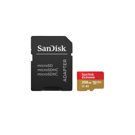 Карта пам'яті microSDXC [UHS-1 U3] SanDisk Extreme Action 256Gb class 10 A2 V30 [R190MB/s] (SDSQXAV-256G-GN6MA)