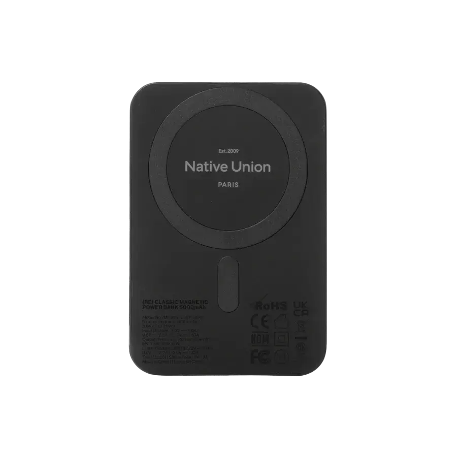 Магнітний павербанк Native Union (Re) Classic Magnetic Power Bank Qi2 5000mAh - Black (PB-5KMS-BLK-Q2)
