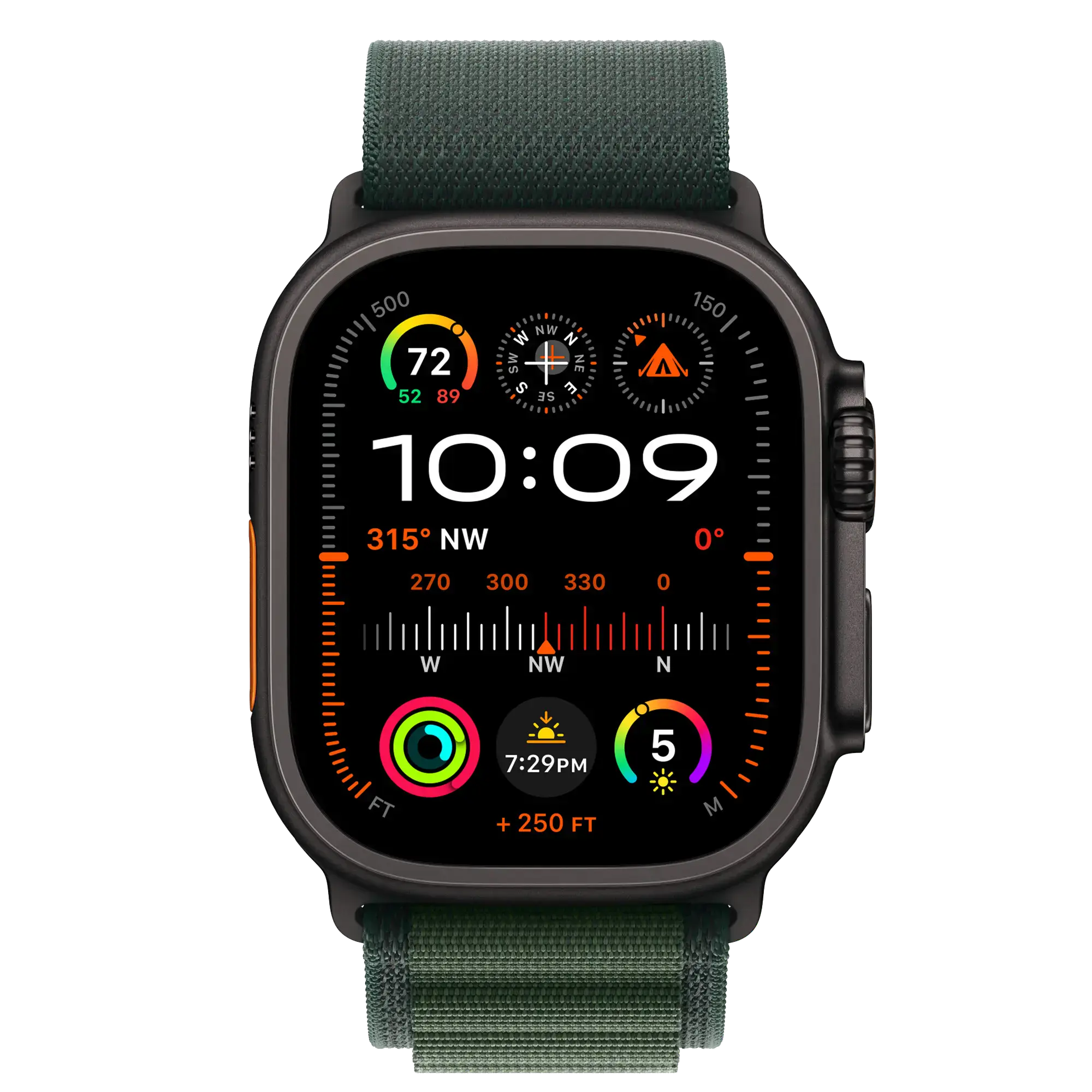 Ремінець Apple Alpine Loop Dark Green - Black Titanium Finish для Apple Watch 44/45/46/49mm - Large (MYPT3)