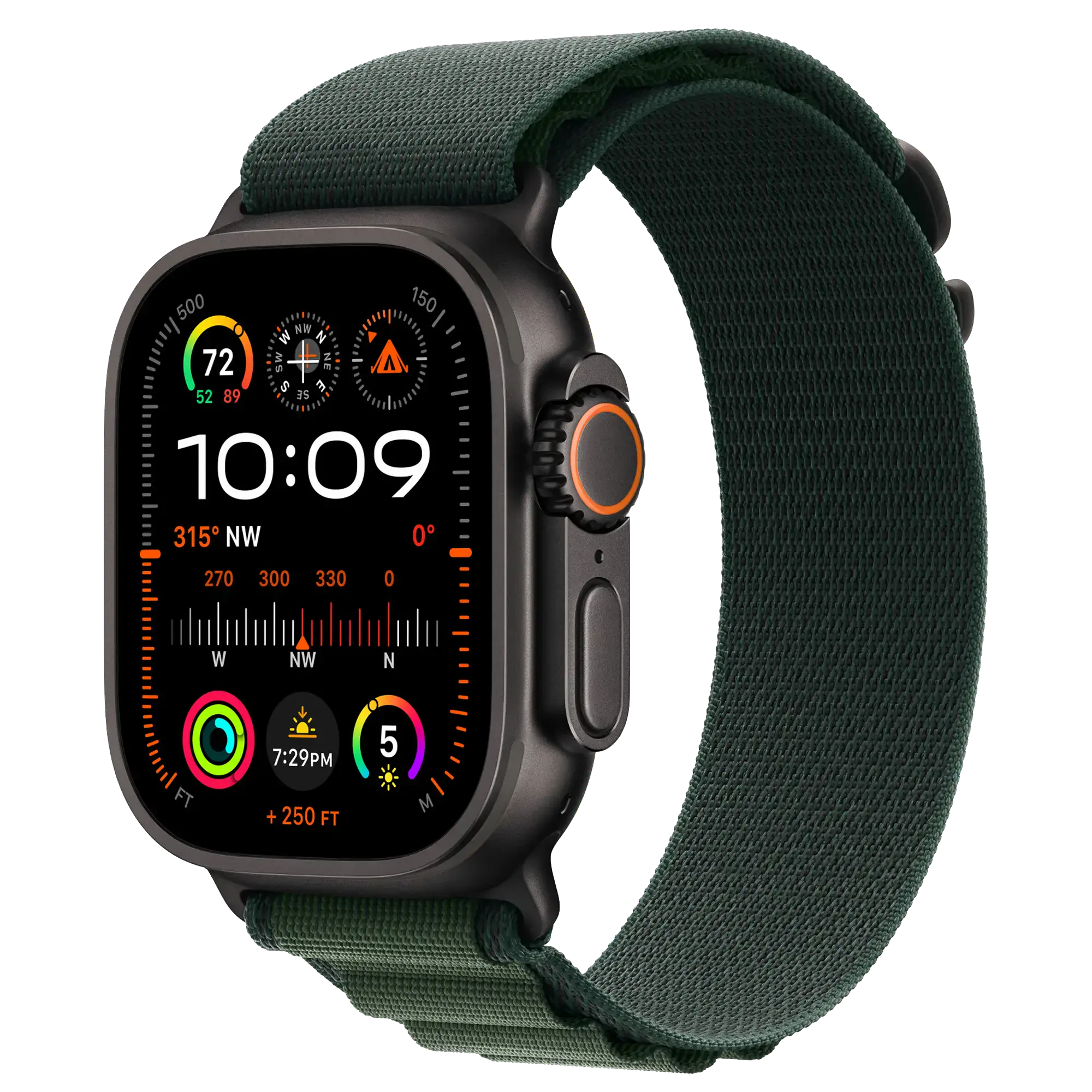 Ремешок Apple Alpine Loop Dark Green - Black Titanium Finish для Apple Watch 44/45/46/49mm - Medium (MYPR3)