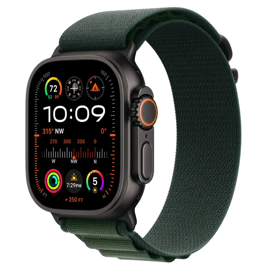 Ремінець Apple Alpine Loop Dark Green - Black Titanium Finish для Apple Watch 44/45/46/49mm - Medium (MYPR3)