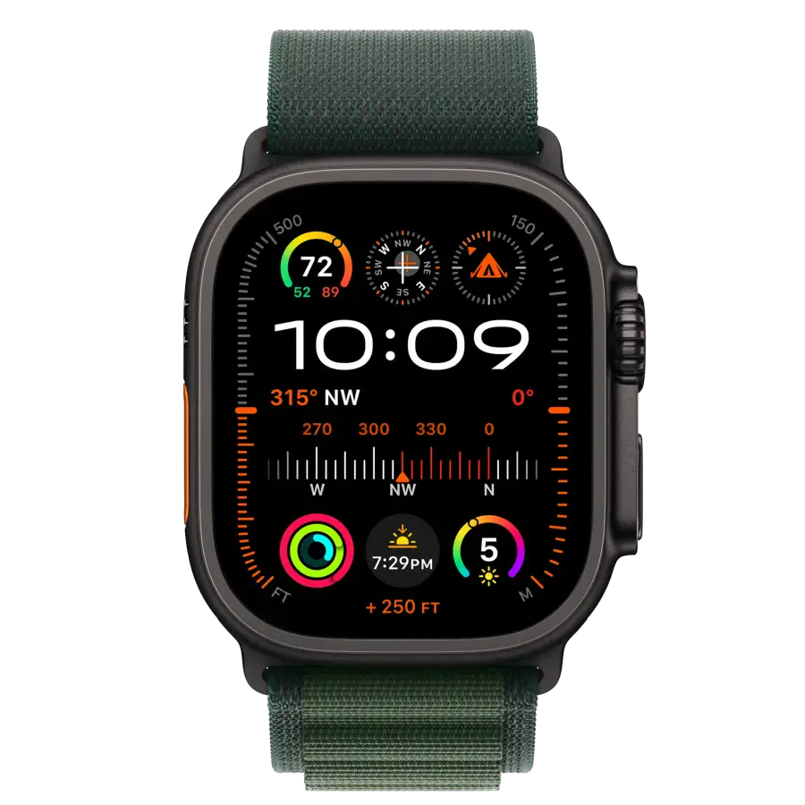 Ремінець Apple Alpine Loop Dark Green - Black Titanium Finish для Apple Watch 44/45/46/49mm - Small (MYPQ3)