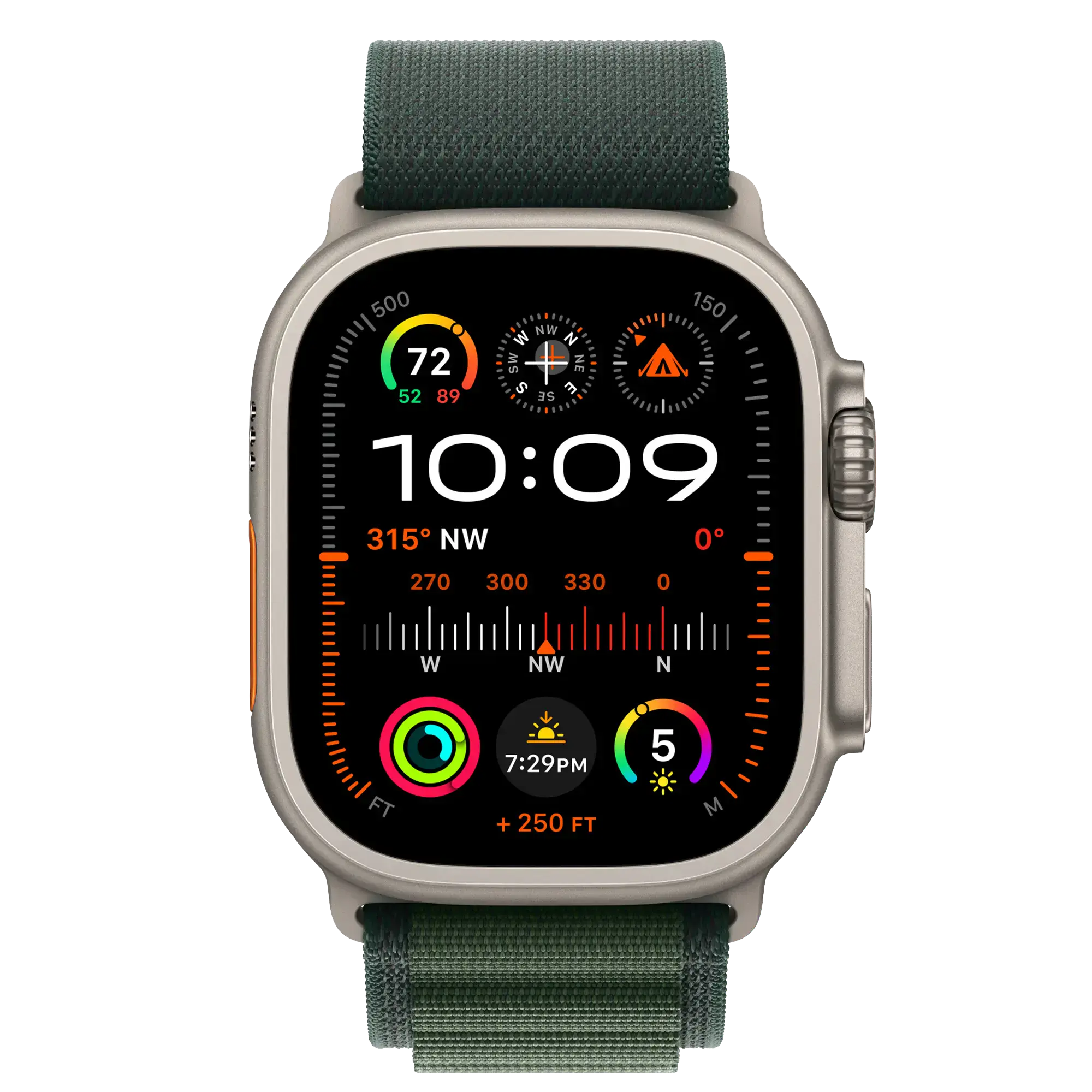 Ремінець Apple Alpine Loop Dark Green - Natural Titanium Finish для Apple Watch 44/45/46/49mm - Medium (MXMV3)