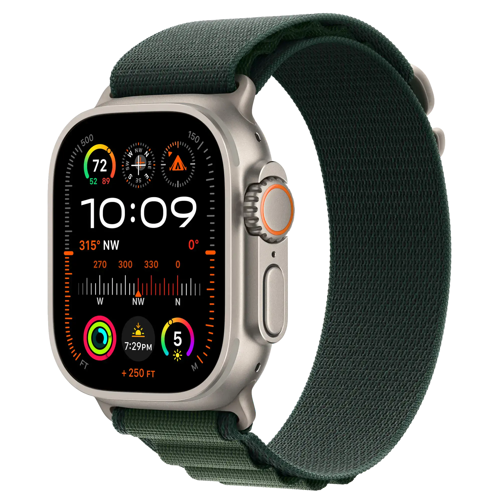 Ремінець Apple Alpine Loop Dark Green - Natural Titanium Finish для Apple Watch 44/45/46/49mm - Medium (MXMV3)