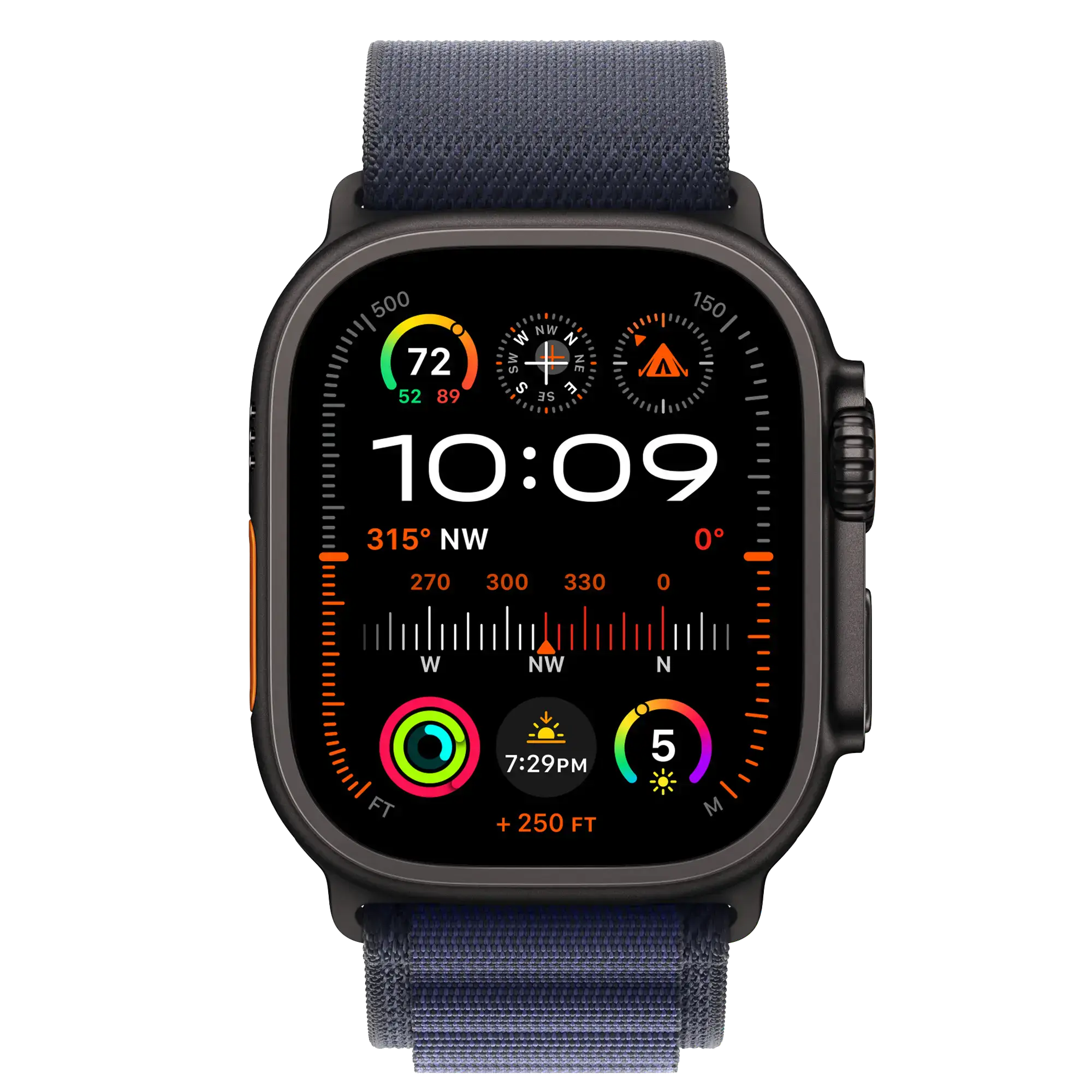Ремінець Apple Alpine Loop Navy - Black Titanium Finish для Apple Watch 44/45/46/49mm - Medium (MYPX3)