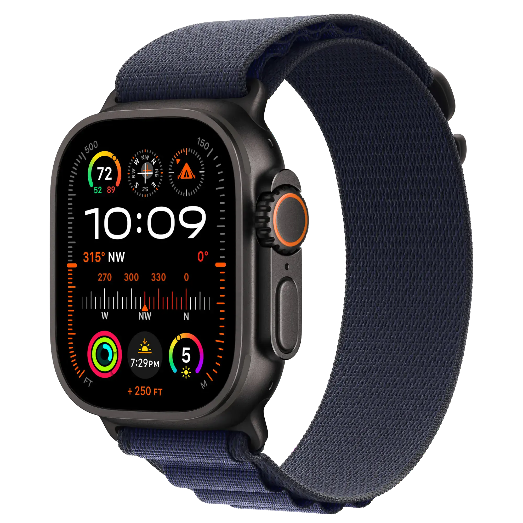 Ремінець Apple Alpine Loop Navy - Black Titanium Finish для Apple Watch 44/45/46/49mm - Medium (MYPX3)