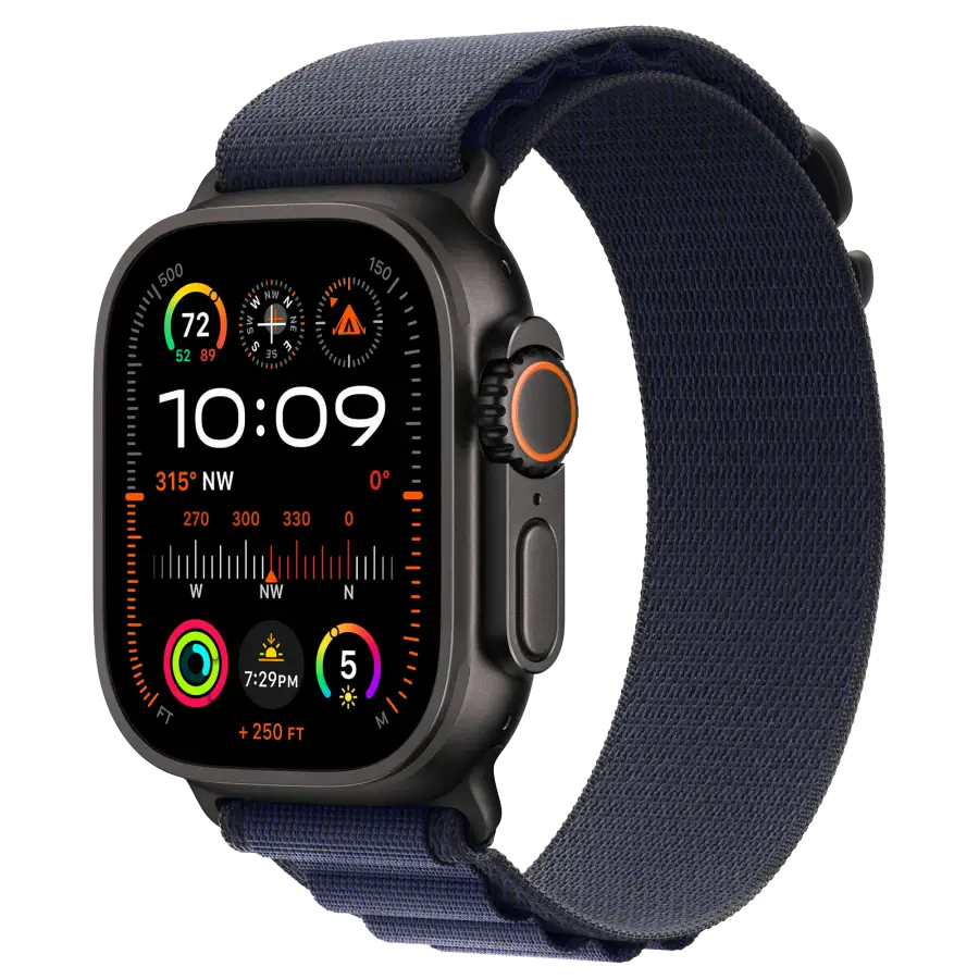 Ремінець Apple Alpine Loop Navy - Black Titanium Finish для Apple Watch 44/45/46/49mm - Medium (MYPX3)