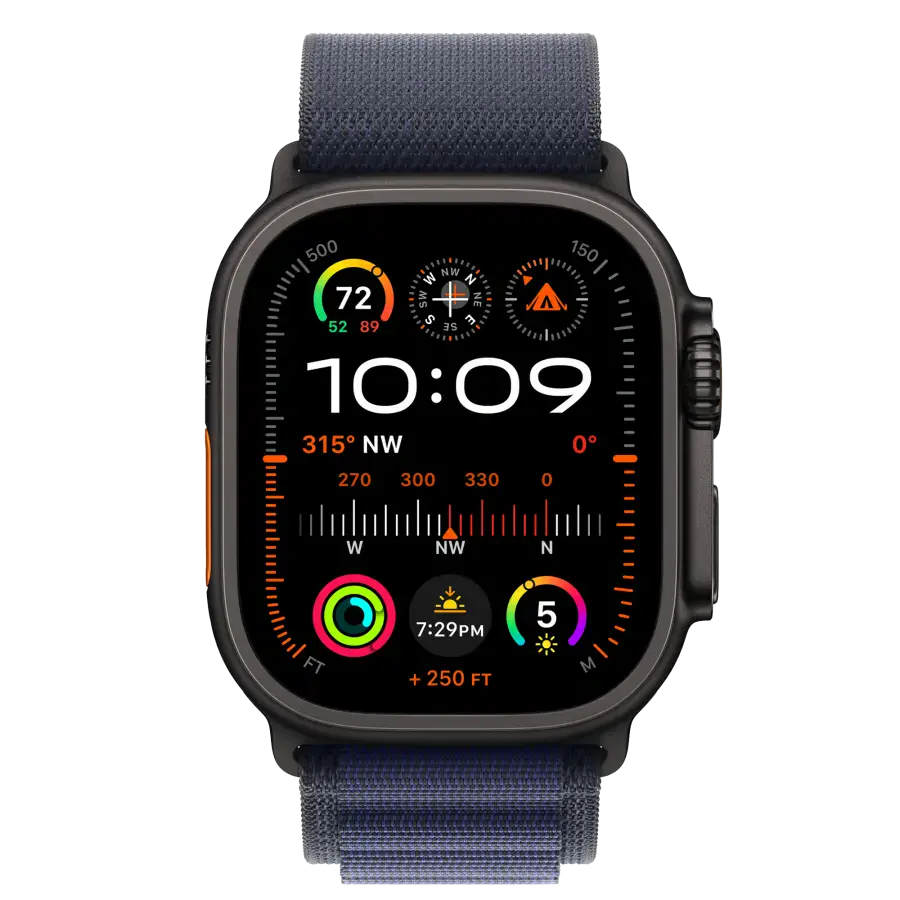 Ремінець Apple Alpine Loop Navy - Black Titanium Finish для Apple Watch 44/45/46/49mm - Small (MYPW3)