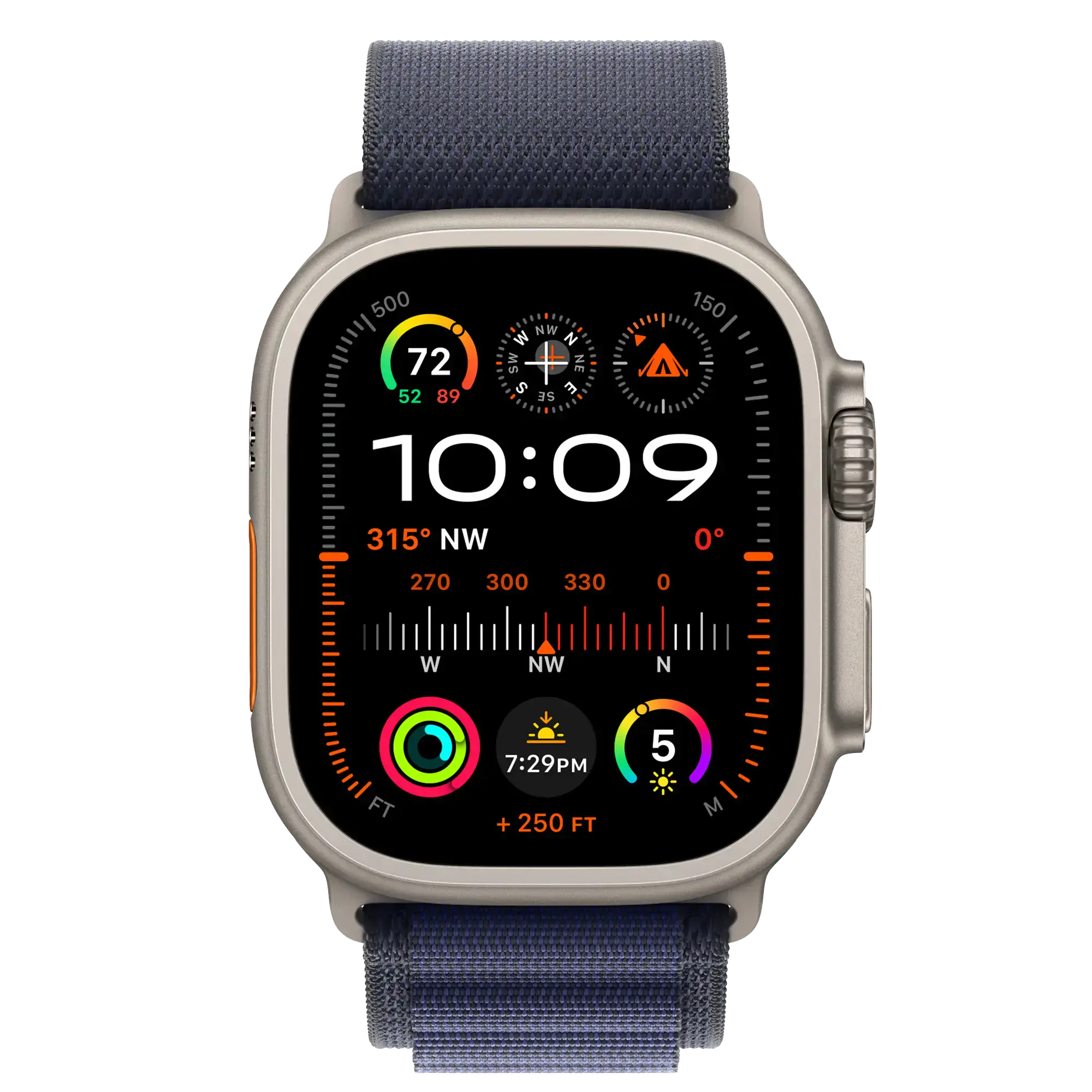 Ремінець Apple Alpine Loop Navy - Natural Titanium Finish для Apple Watch 44/45/46/49mm - Large (MXN03)