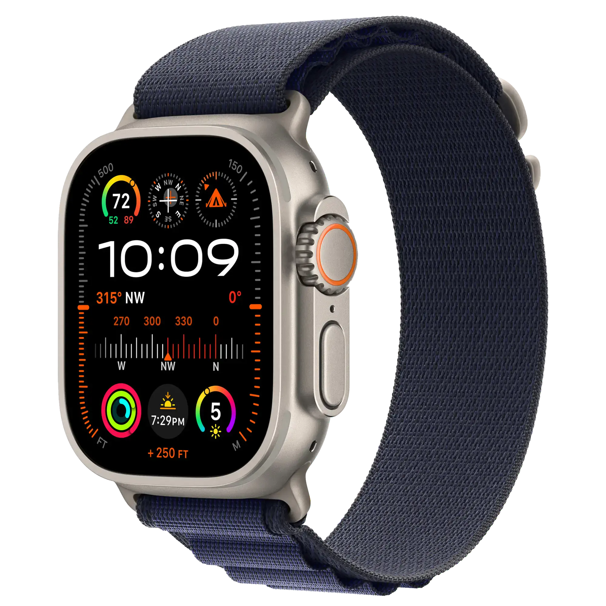 Ремінець Apple Alpine Loop Navy - Natural Titanium Finish для Apple Watch 44/45/46/49mm - Large (MXN03)