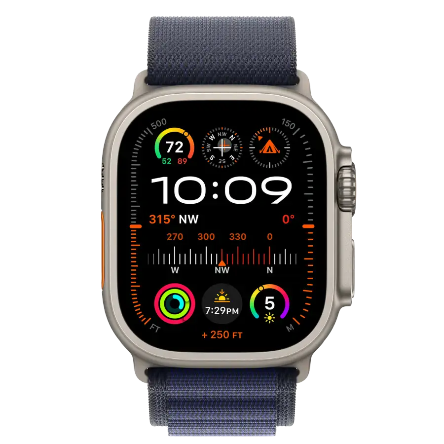 Ремінець Apple Alpine Loop Navy - Natural Titanium Finish для Apple Watch 44/45/46/49mm - Medium (MXMY3)