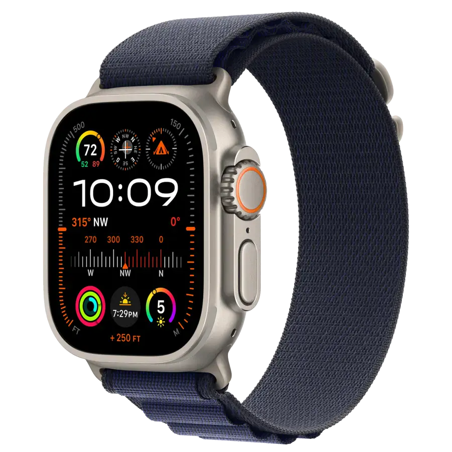 Ремінець Apple Alpine Loop Navy - Natural Titanium Finish для Apple Watch 44/45/46/49mm - Medium (MXMY3)